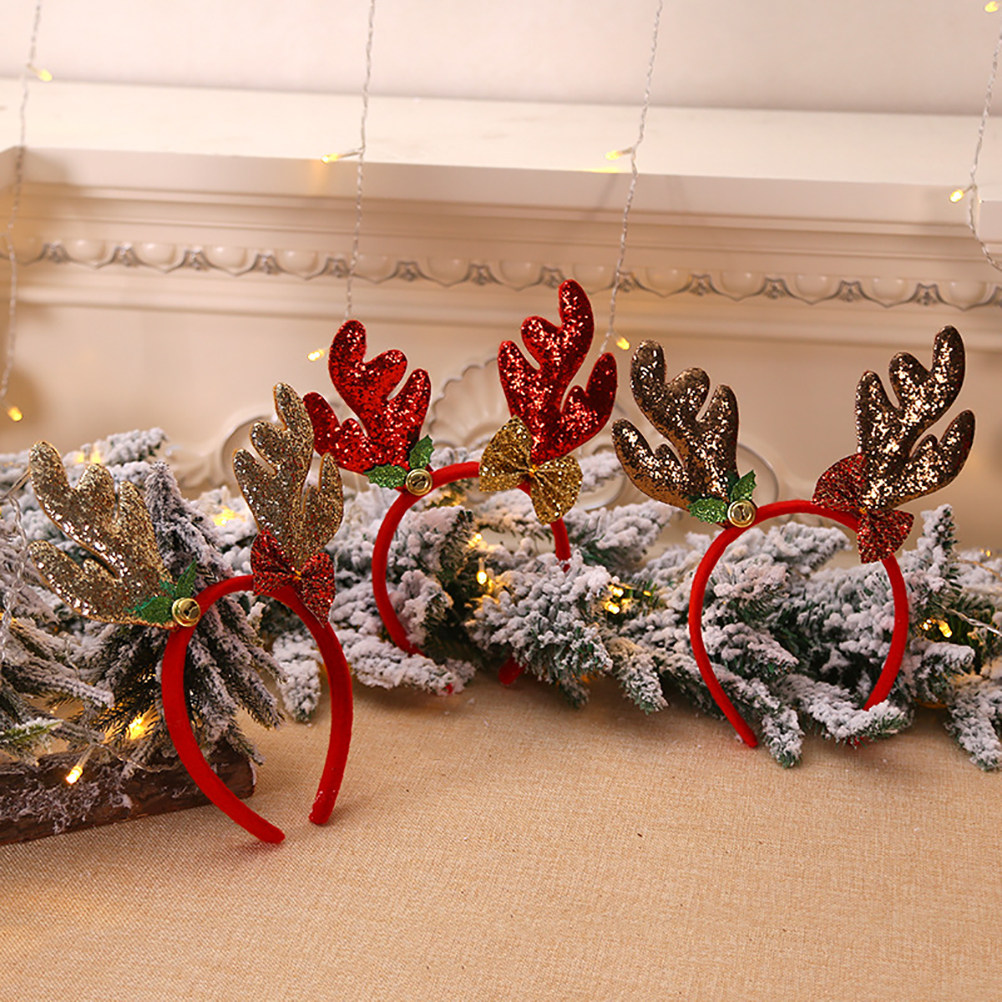 Reindeer Antlers Headband - 3Pcs Reindeer Antlers Christmas Headbands Glitter