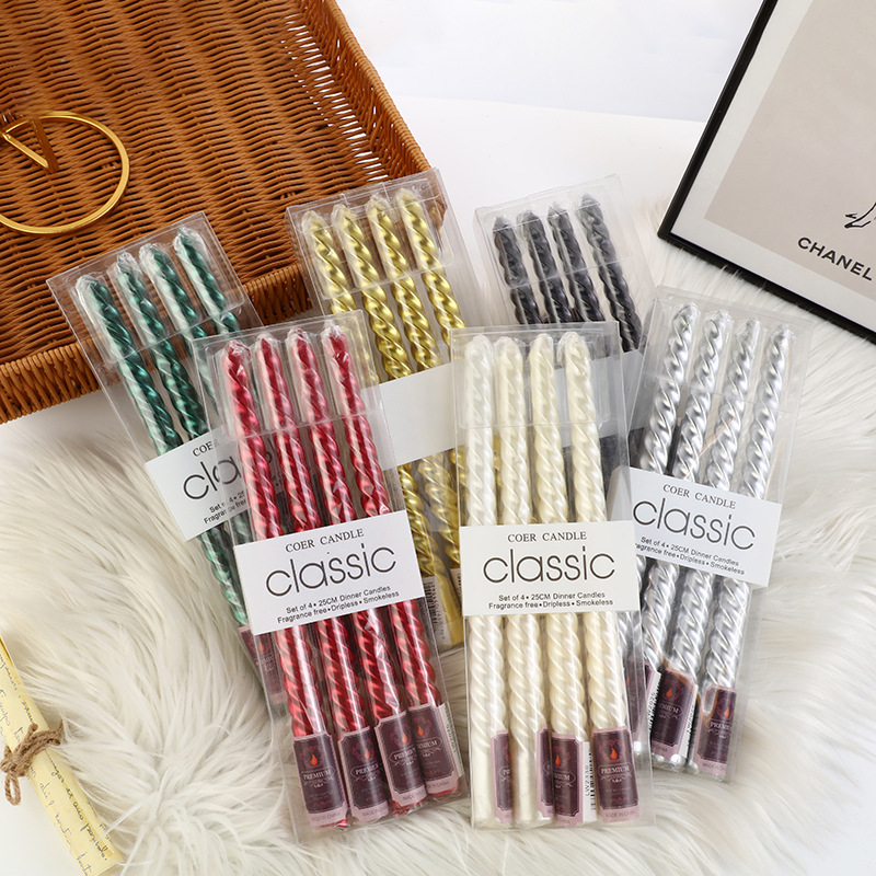 4pcs European-style Long-pole  - đánh giá và giá Holiday Candle Set